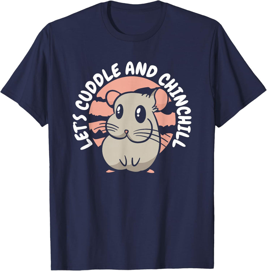 Let's Cuddle and Chinchill Long-Tailed Breeder Chinchilla T-Shirt - Navy Blue