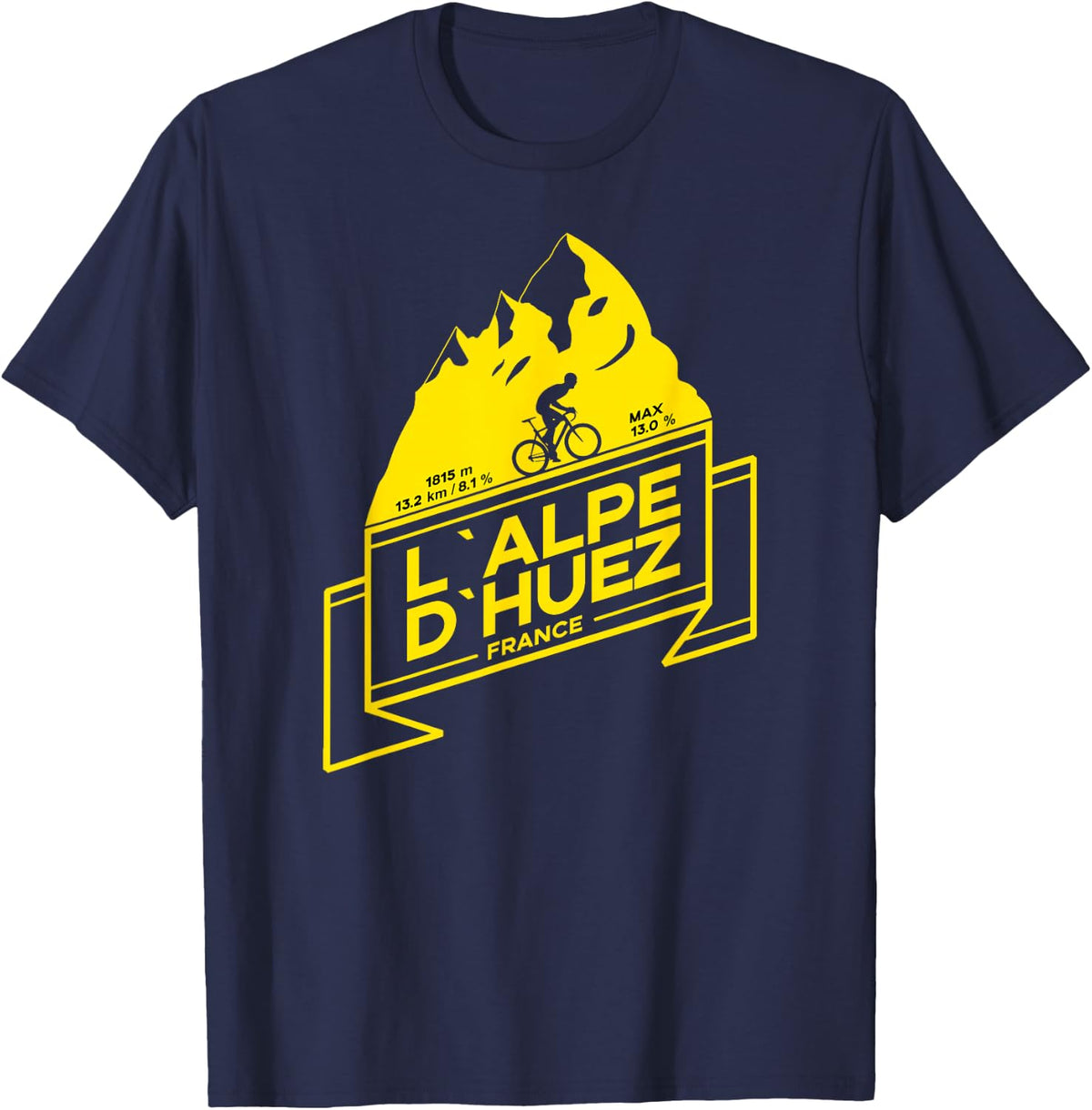 L'Alpe D'Huez Road Climb Shirt T-Shirt - Navy Blue