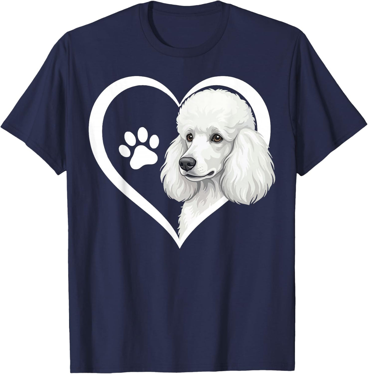 Poodle Heart T-Shirt - Navy Blue