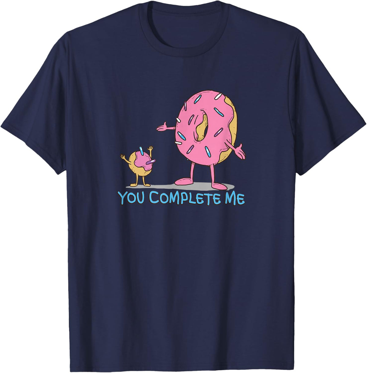 Funny You Complete Me Pink Sprinkled Donut Hole T-Shirt - Navy Blue