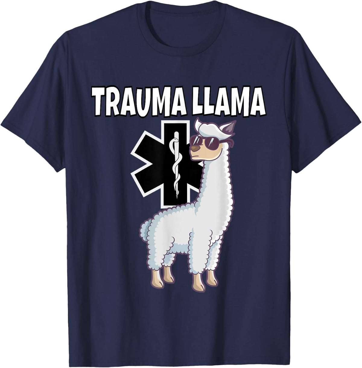 Funny Trauma Llama EMT Medic EMS Gift T-Shirt - Navy Blue