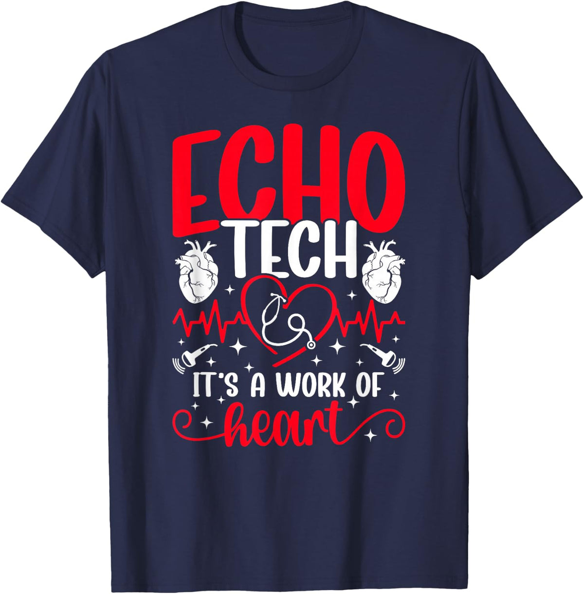 Best Echo Tech Echo Technician Echocardiographer Tech T-Shirt - Navy Blue