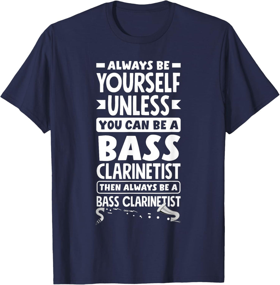 Funny Bass Clarinet Clarinetist Instrument T-Shirt - Navy Blue
