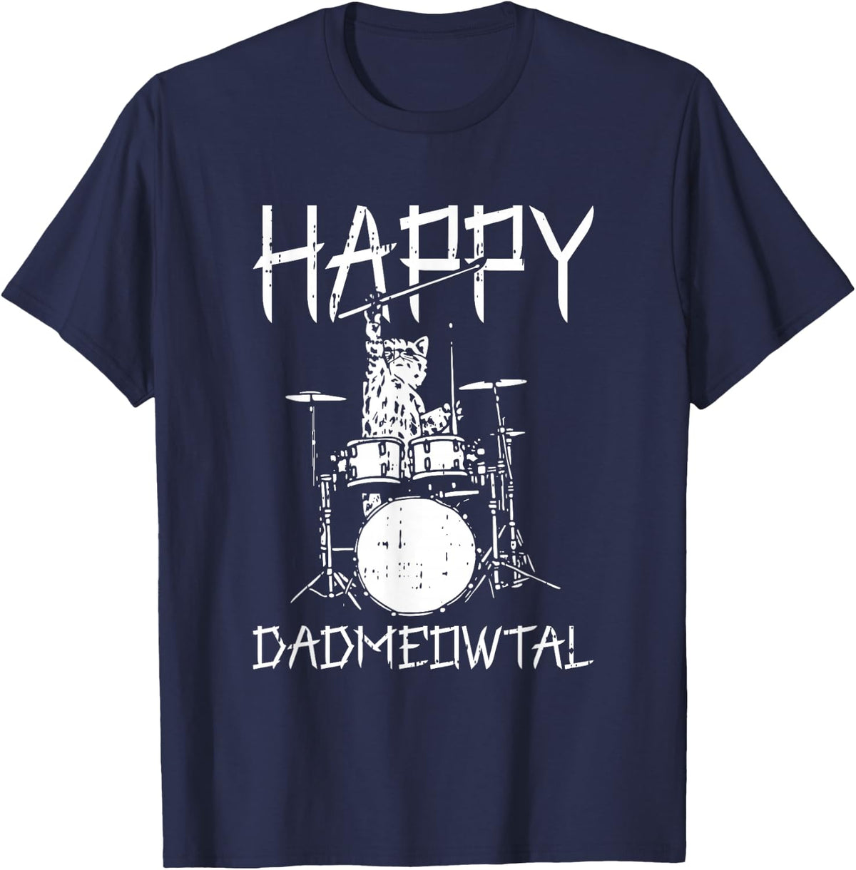 Cat Dad Meowtal Fathers Day Funny Kitten Papa Grandpa Men T-Shirt - Navy Blue