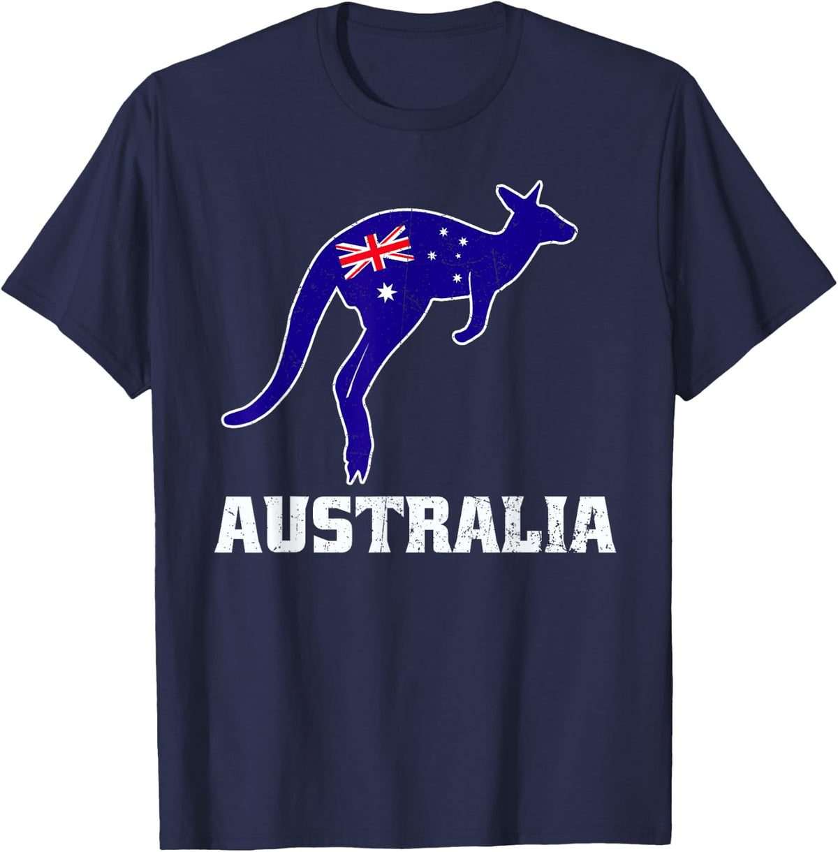 Australian Kangaroo Australia Flag Aussie Souvenir T-Shirt - Navy Blue