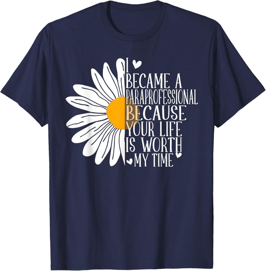 I Became Paraprofessional Gift Para Back To School Teachers T-Shirt - Navy Blue