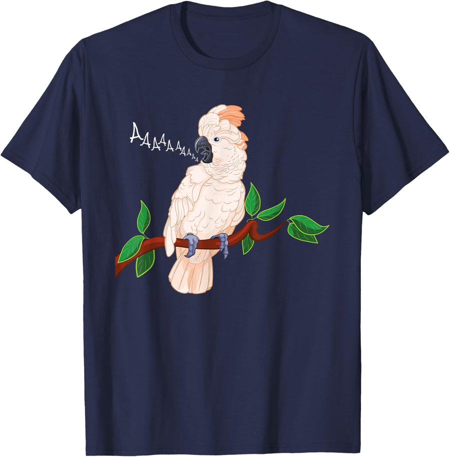 Moluccan Cockatoo on a Branch Screaming T-Shirt - Navy Blue