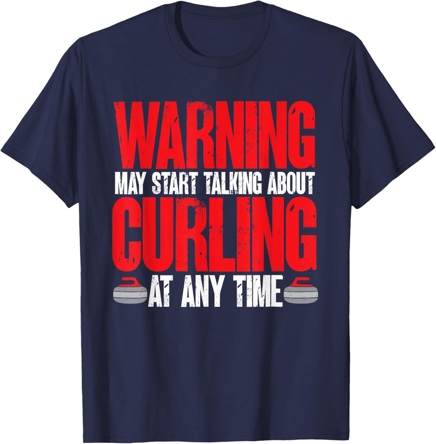 Curling Stone Winter Sports Curling T-Shirt - Navy Blue