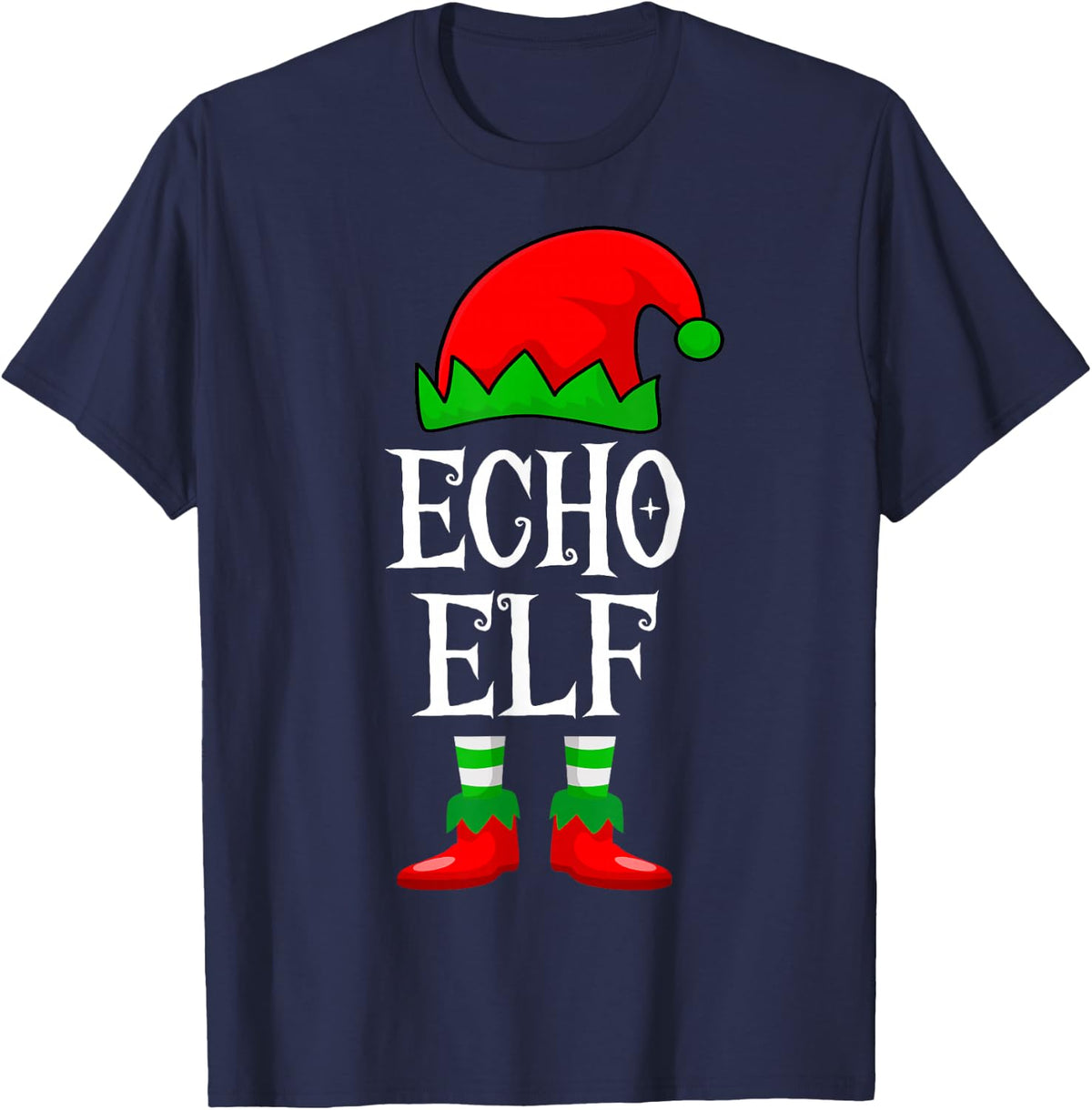 Echo Elf Cardiac Sonographer Christmas Ultrasound Tech T-Shirt - Navy Blue