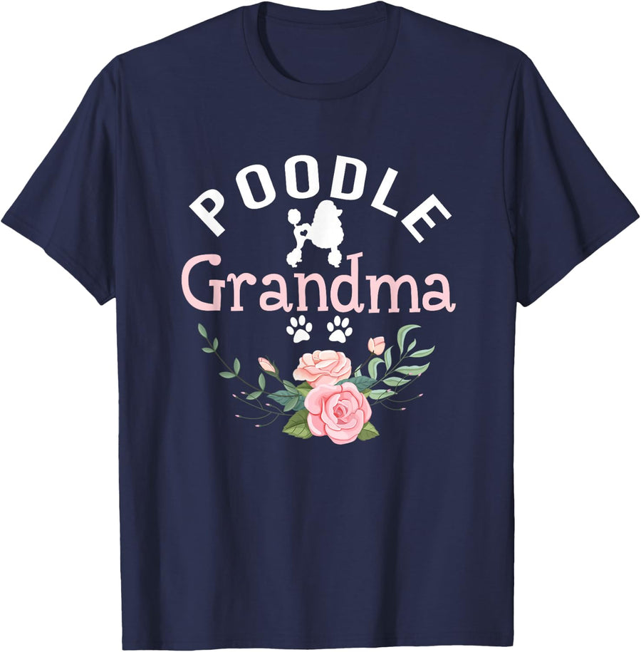Poodle Grandma Gifts Womens Mom Poodle Dog Lover Christmas T-Shirt - Navy Blue