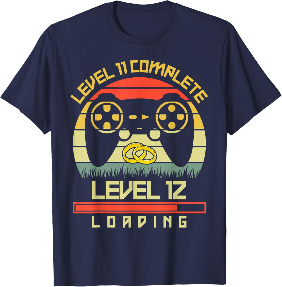 Level 11 Complete 12 Loading 11th Wedding Anniversary T-Shirt - Navy Blue