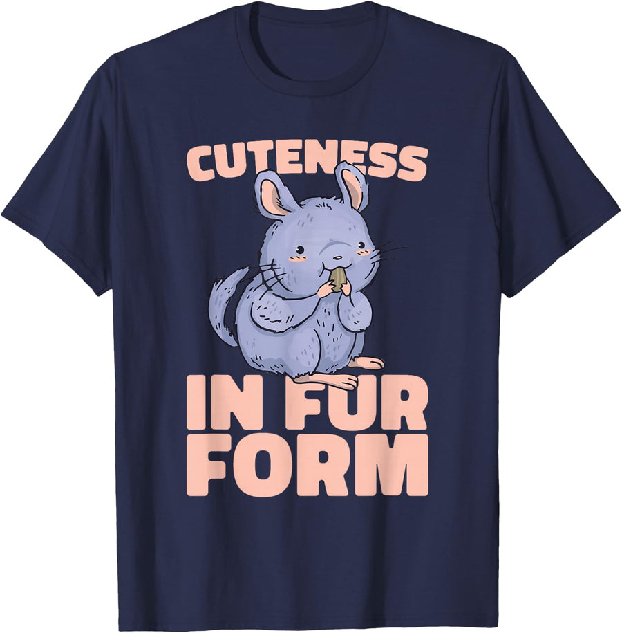 Cuteness in Fur Form Cute Chinchilla Funny Pet T-Shirt - Navy Blue