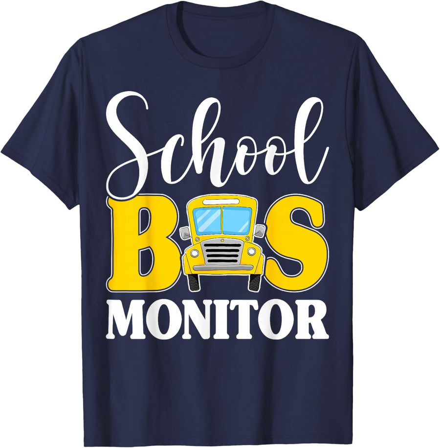 School Bus Monitor - Funny Attendant Bus Monitor Gifts T-Shirt - Navy Blue