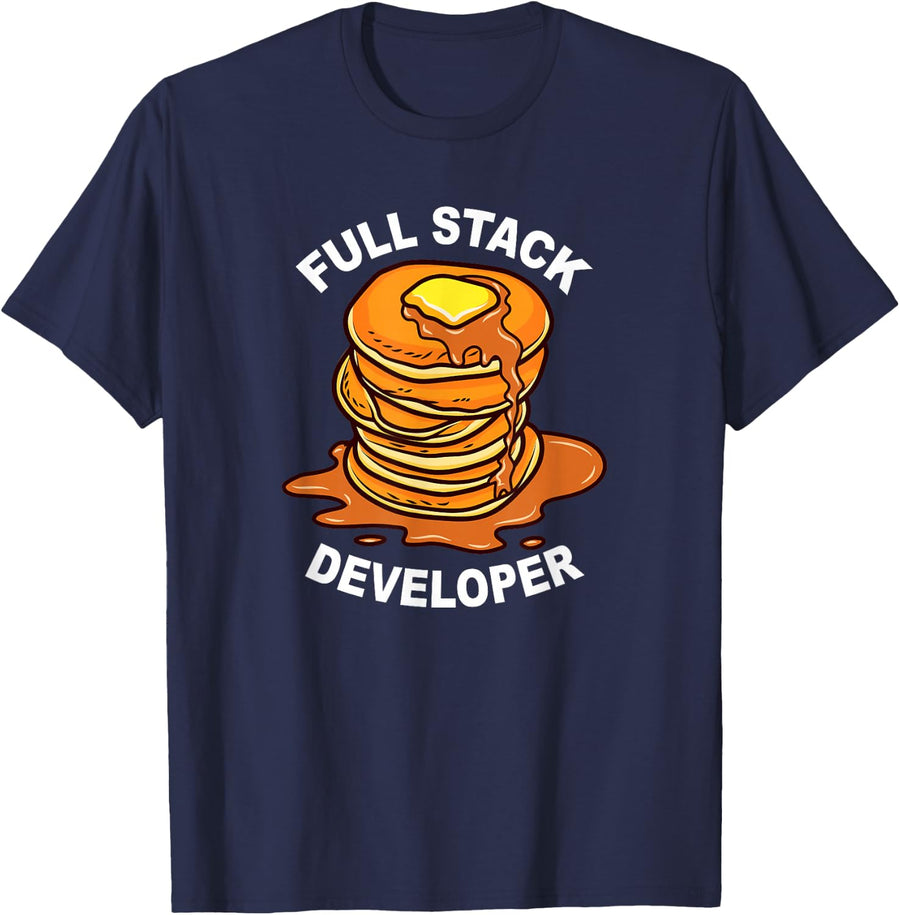 Full Stack Developer - Funny Nerdy Programmer Coding Geek T-Shirt - Navy Blue