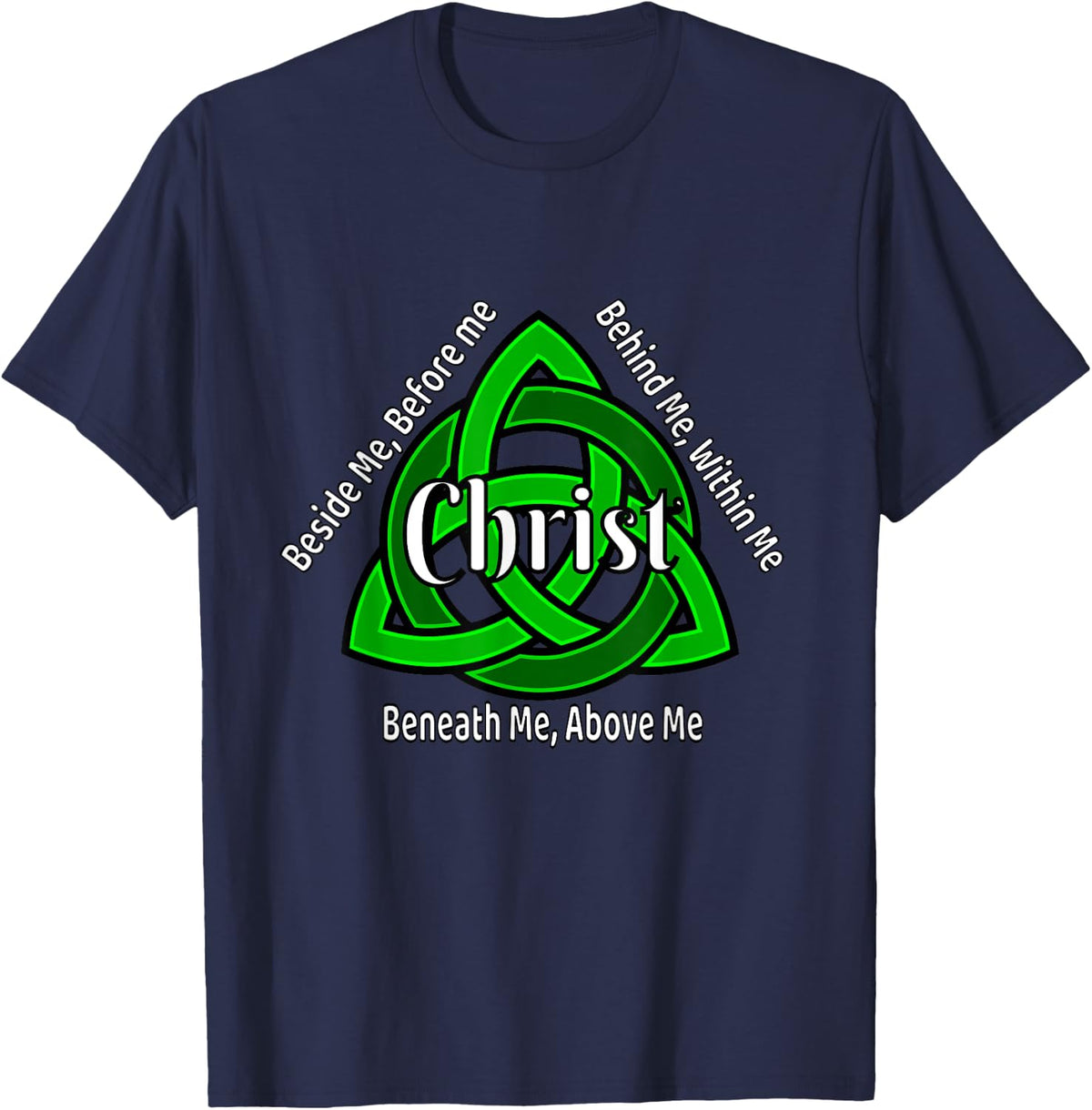 Celtic Trinity Knot Shirt St Patricks Prayer Christian Gifts T-Shirt - Navy Blue