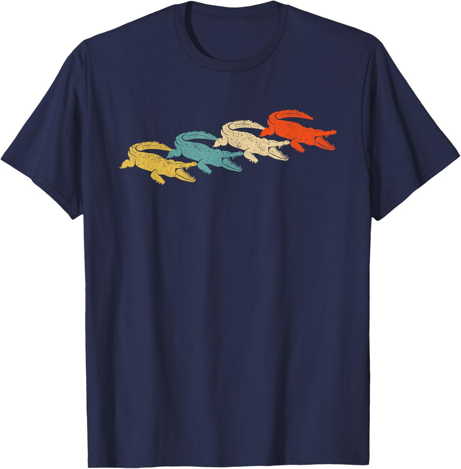 Retro Crocodile Alligator T-Shirt - Navy Blue