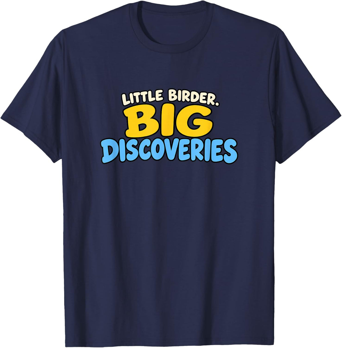 Youth Bird Watching Little Birder Big Discoveries T-Shirt - Navy Blue