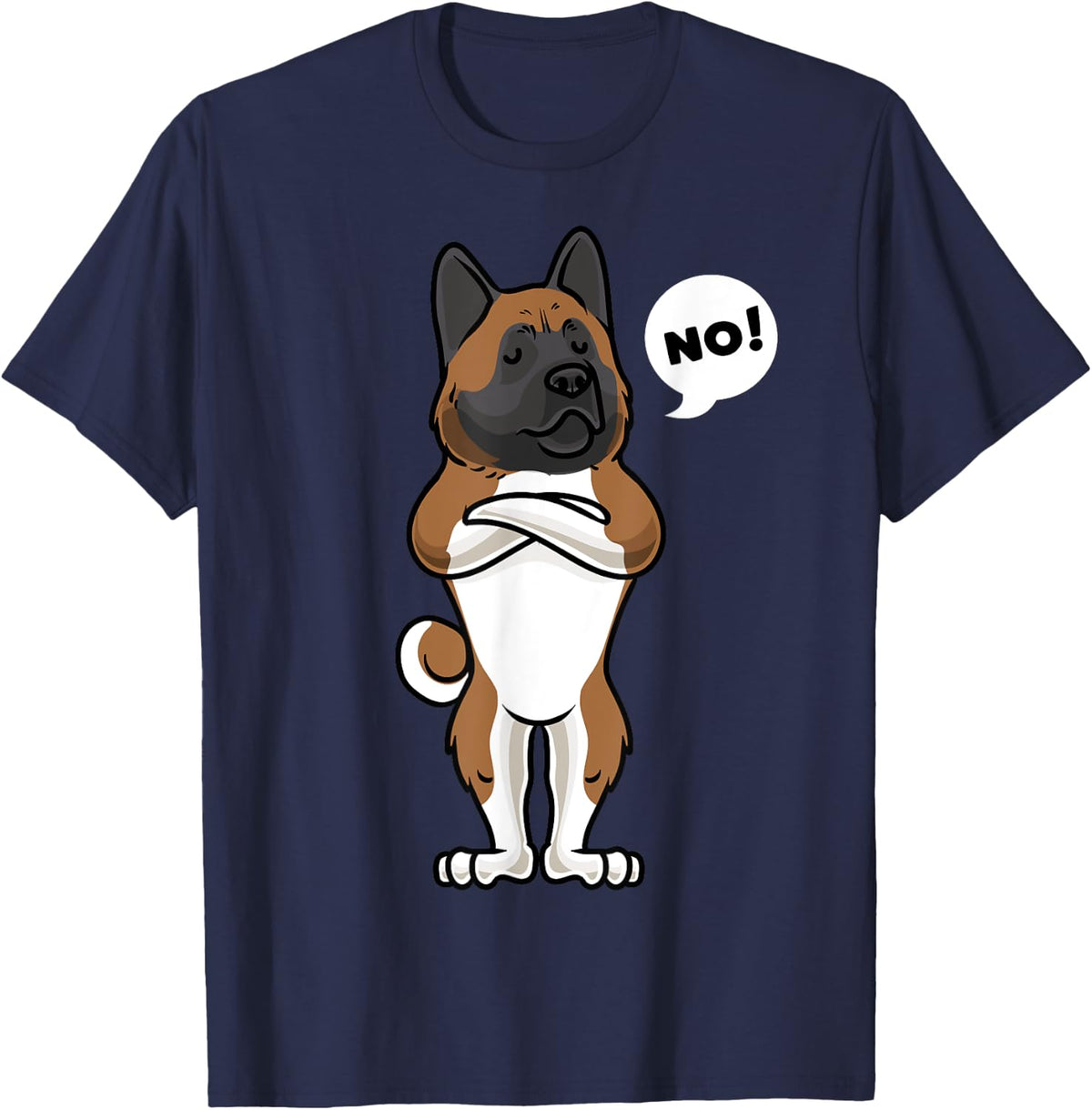 American Akita Gifts Thembalove Unisex-Adults Black Cotton Short Sleeve Classic Fit Crew Neck T-Shirt - Navy Blue