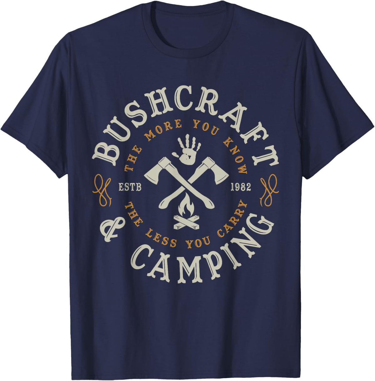Camping BUSHCRAFT Survival Gifts & Shirts CO. T-Shirt - Navy Blue