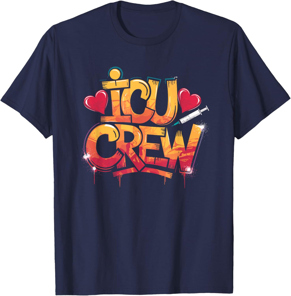 ICU Nurse Icu Crew, Intensive Care Unit ICU Nursing Squad T-Shirt - Navy Blue