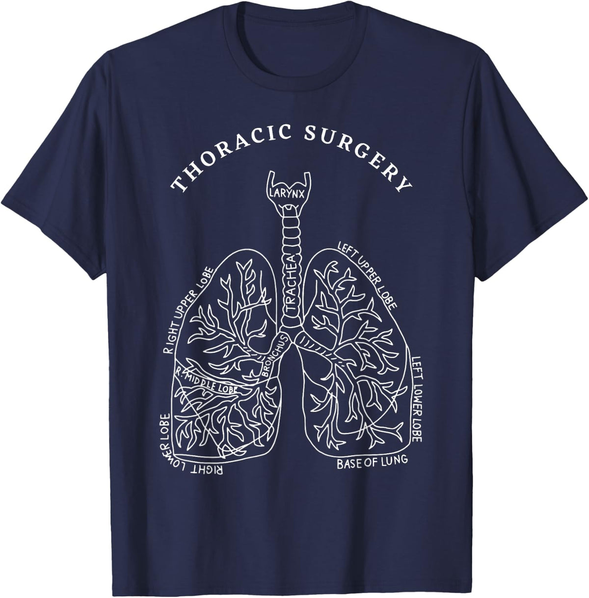 Thoracic Surgery Anatomical Lungs Thoracic Surgeon OR Nurses T-Shirt - Navy Blue