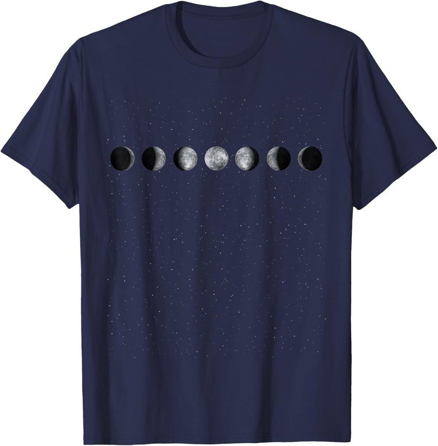 Moon Phase Scientist Gift Astronomy T-Shirt - Navy Blue
