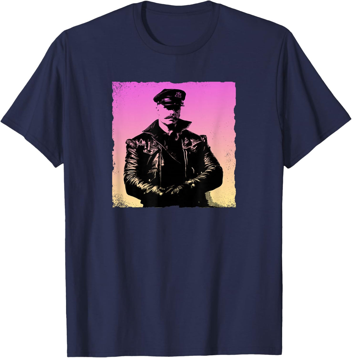 Retro Gay Daddy Leather Gay Biker - Bear Bearded Gay Pride T-Shirt - Navy Blue