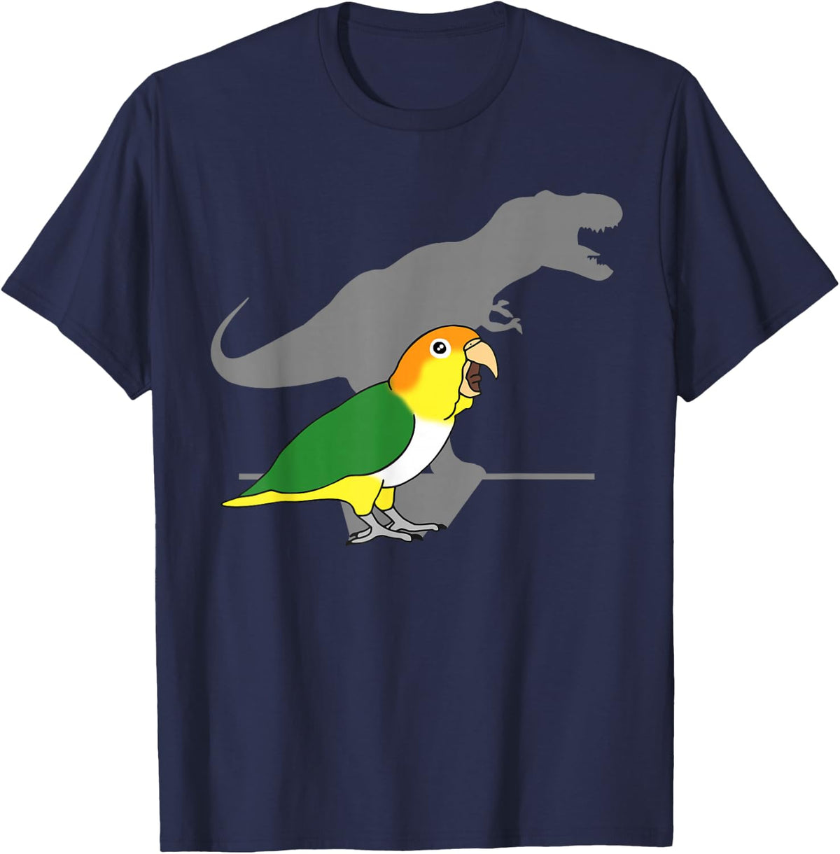 White bellied caique T-rex, birb memes, dinosaur parrot T-Shirt - Navy Blue