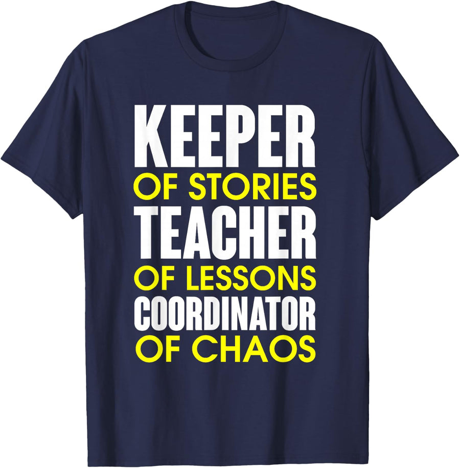 Keeper Of Stories Teacher Of Lessons Social Studies T-Shirt - Navy Blue