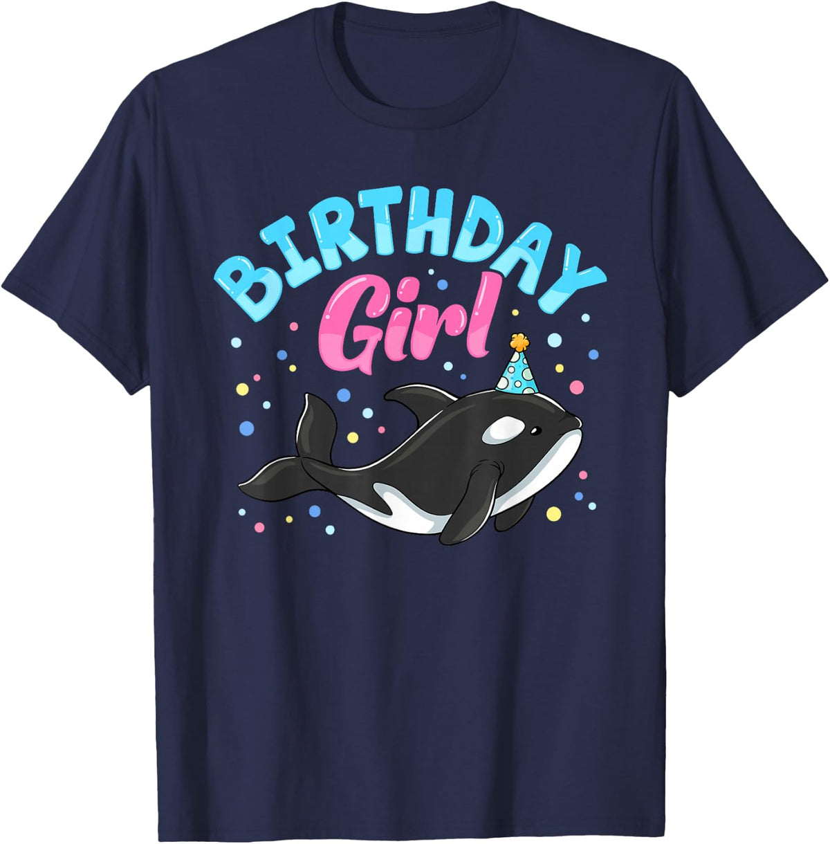 Cute orcas Killer Whale Birthday Party T-Shirt - Navy Blue