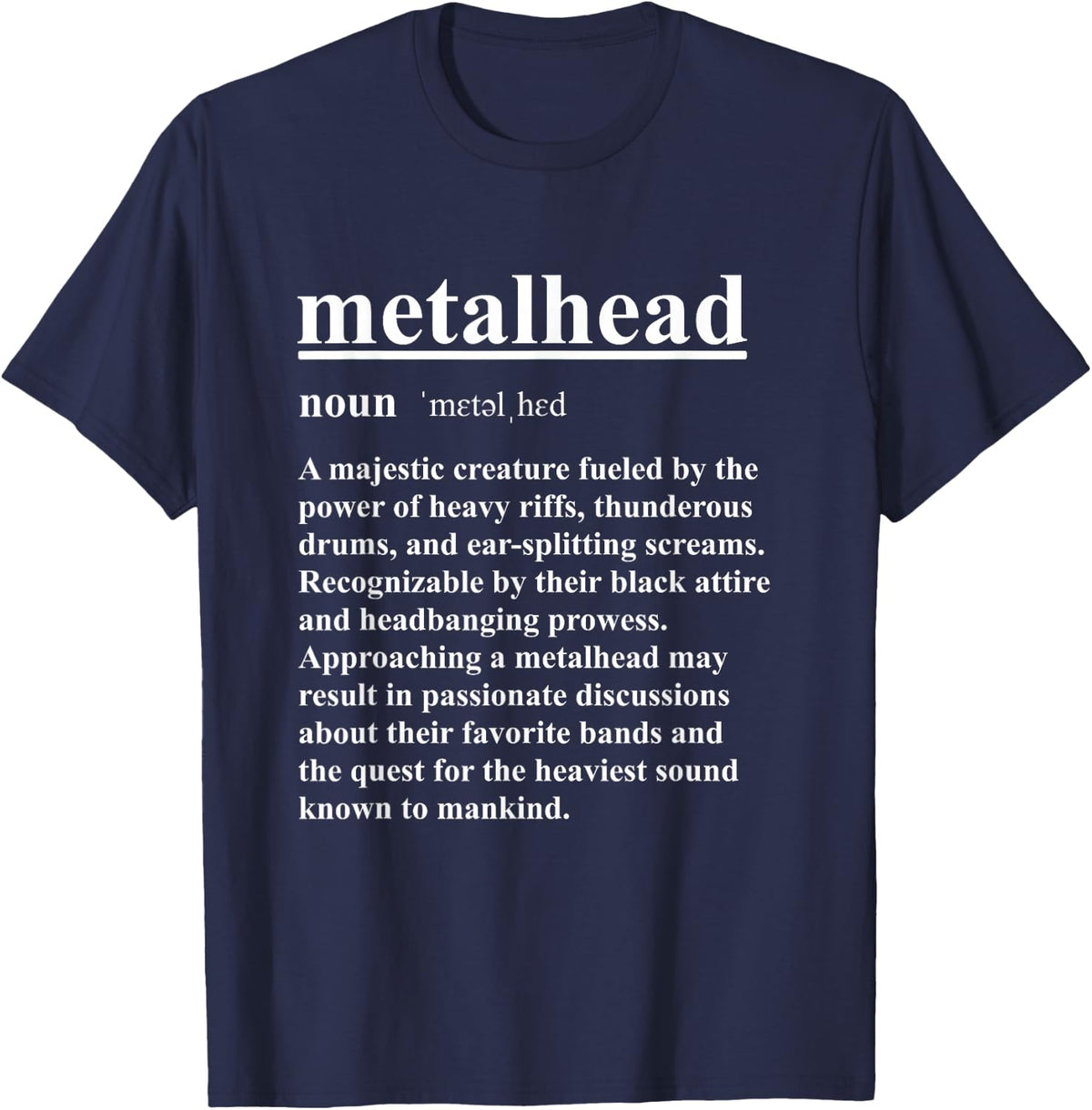 Metalhead definition dictionary for fans of heavy metal T-Shirt - Navy Blue