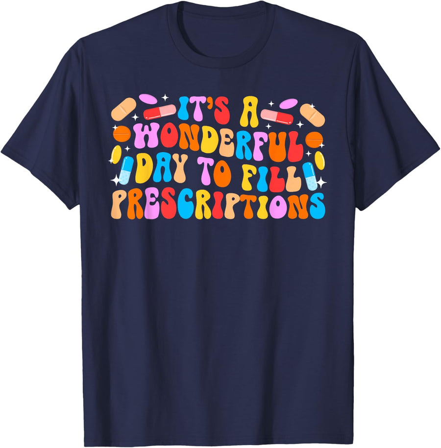 Pharmacy Tech Groovy Pharm Tech Pharm Technician T-Shirt - Navy Blue