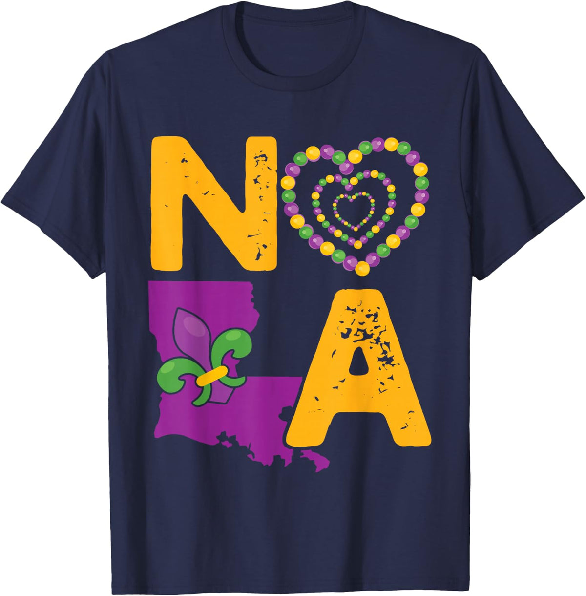 NOLA New Orleans 504 Mardi Gras T-Shirt - Navy Blue