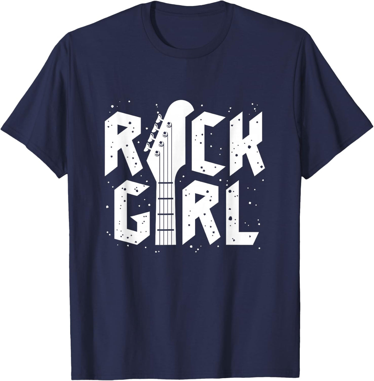 Rock Girls Rock N' Roll Music Illustration Outfit Graphic T-Shirt - Navy Blue