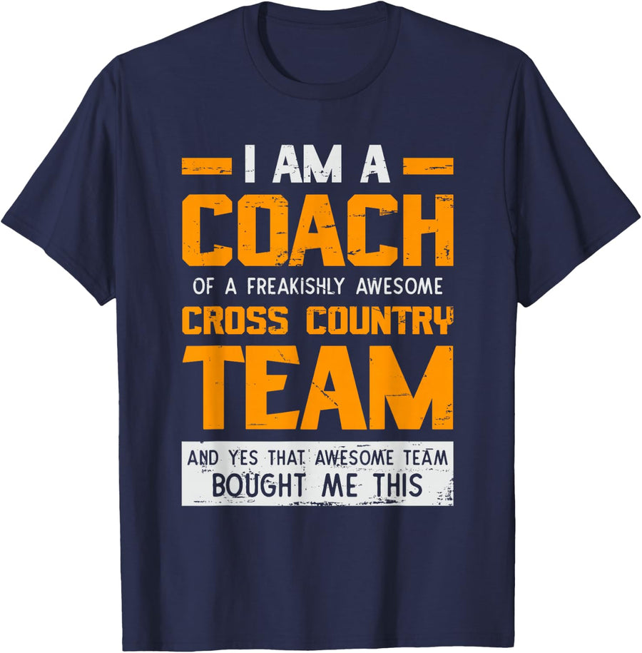 Cross Country Coach Design Appreciation Gift for Coaches T-Shirt - Navy Blue