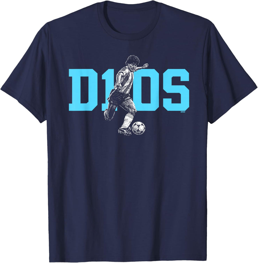 Diego Maradona D10S La Mano de Dios Retro Soccer Legend T-Shirt - Navy Blue
