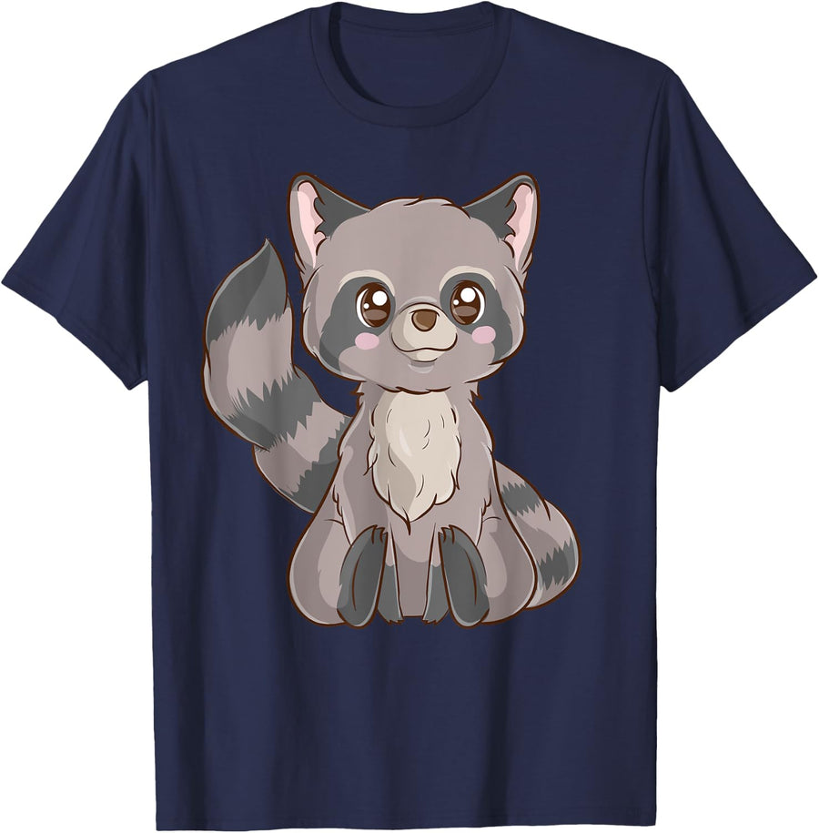 Kawaii Raccoon Cute Trash Panda Animal Garbage T-Shirt - Navy Blue