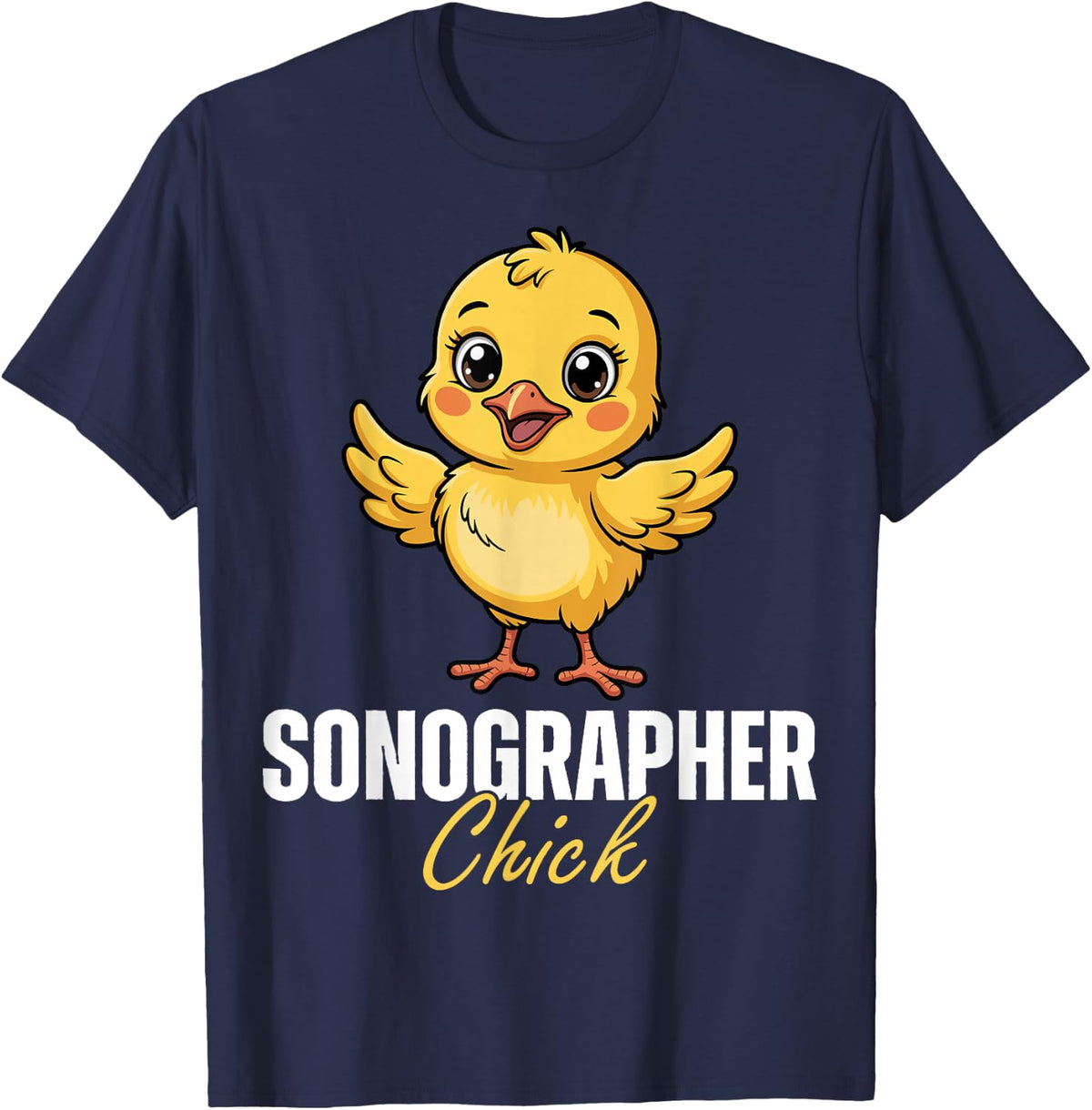 Sonographer Chick Cute Sonography Ultrasound Tech T-Shirt - Navy Blue