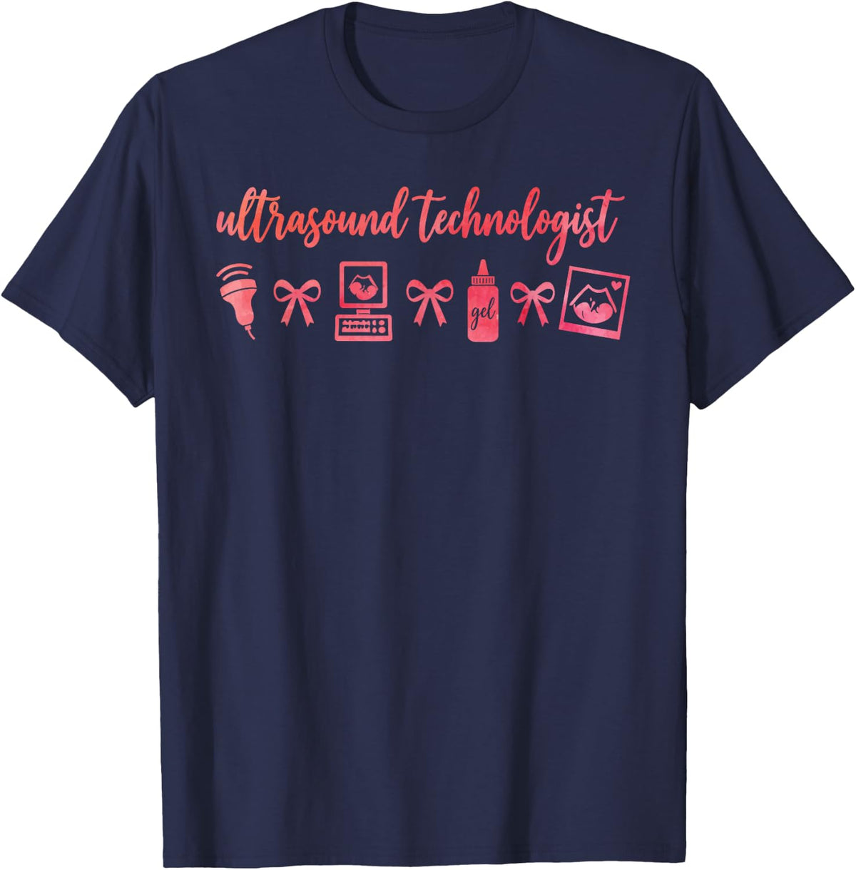Ultrasound Tech Art for Men Women Kids Technologist T-Shirt - Navy Blue