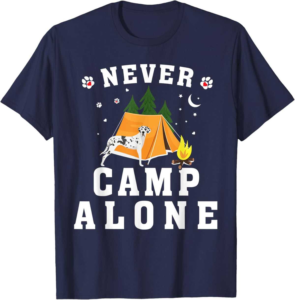 Great Dane Dog Harlequin Gift Camping T-Shirt - Navy Blue
