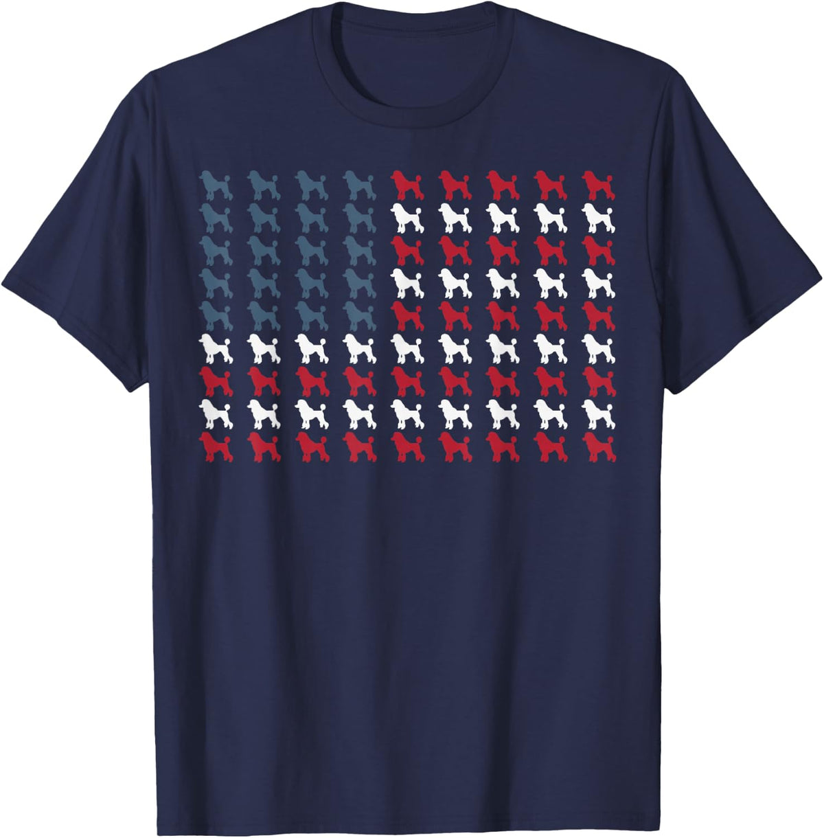 Poodle USA Flag 4th of July T-Shirt - Navy Blue