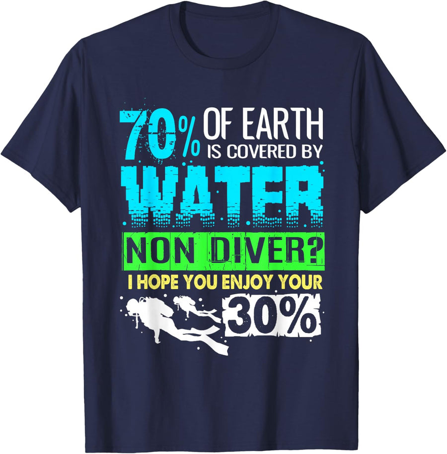 Funny Scuba Diving Tee Diver Down Flag T-Shirt For Men Women - Navy Blue