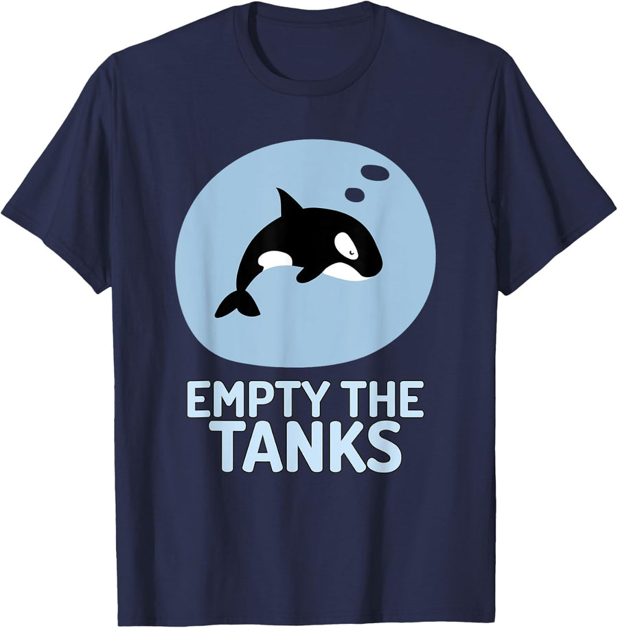 Empty The Tanks Orca Shirt – Raise Awareness Orcas Whale T-Shirt - Navy Blue