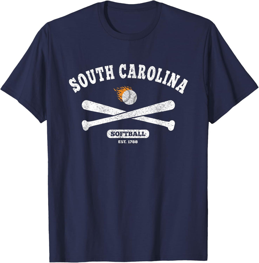 South Carolina Softball Classic Retro Style for Men Women T-Shirt - Navy Blue