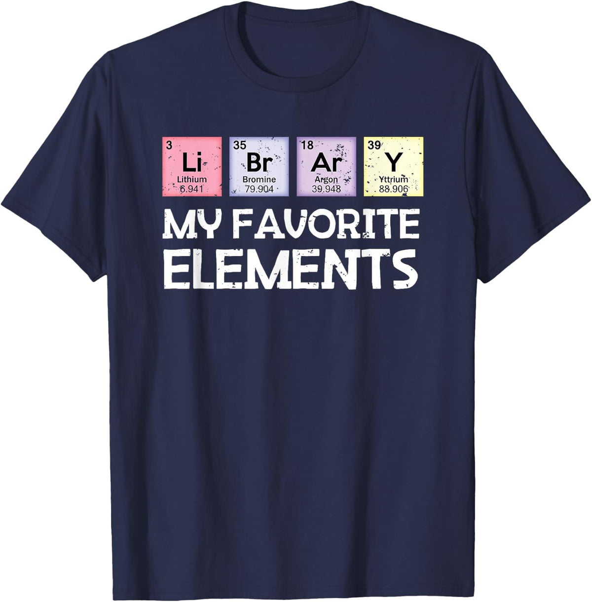 Periodic Table Elements Library Science Teacher T-Shirt - Navy Blue