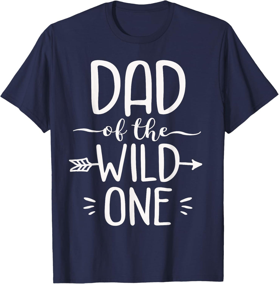 Dad of The Wild One Shirt Funny 1st Birthday Safari Gift T-Shirt - Navy Blue