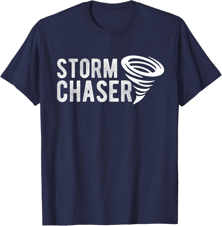 Storm Chaser Tornado Meteorology Storm Chasing Fan T-Shirt - Navy Blue