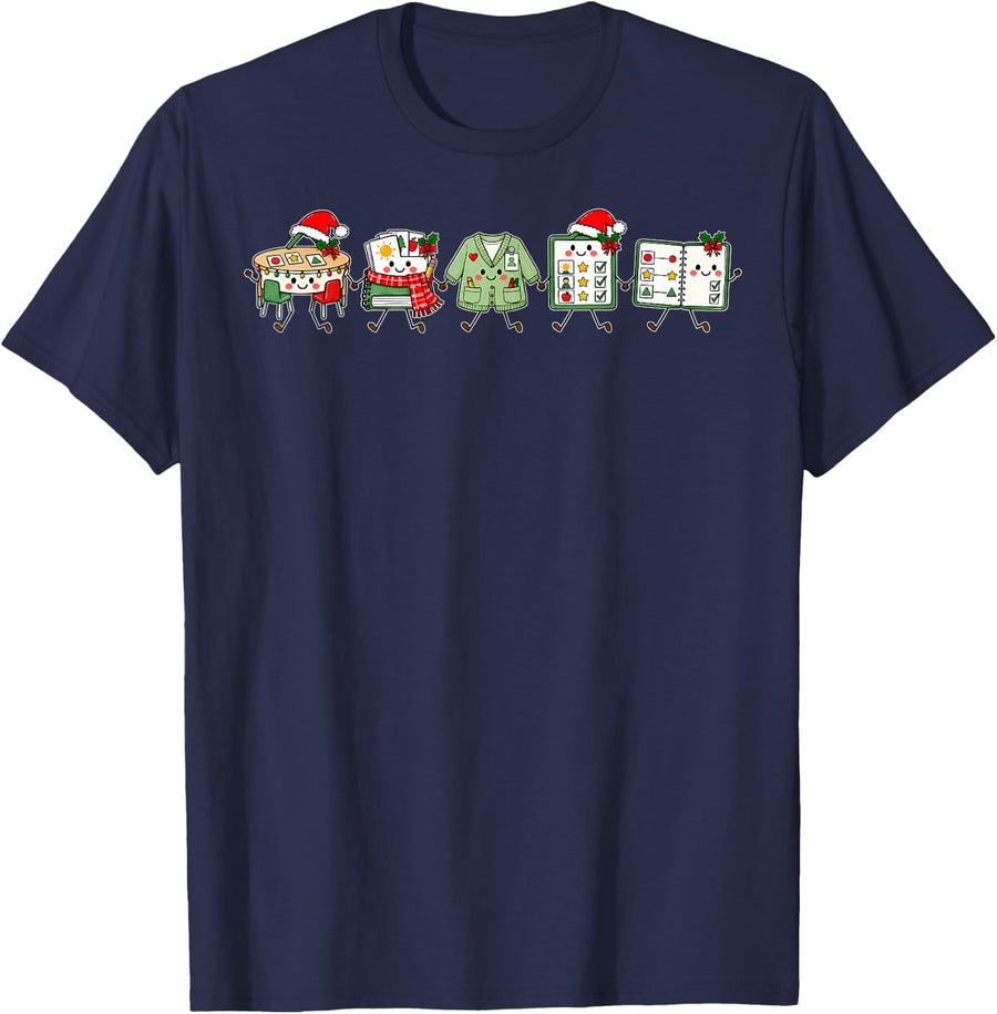 Christmas para Doodle Paraprofessional Sped Teacher Aide T-Shirt - Navy Blue