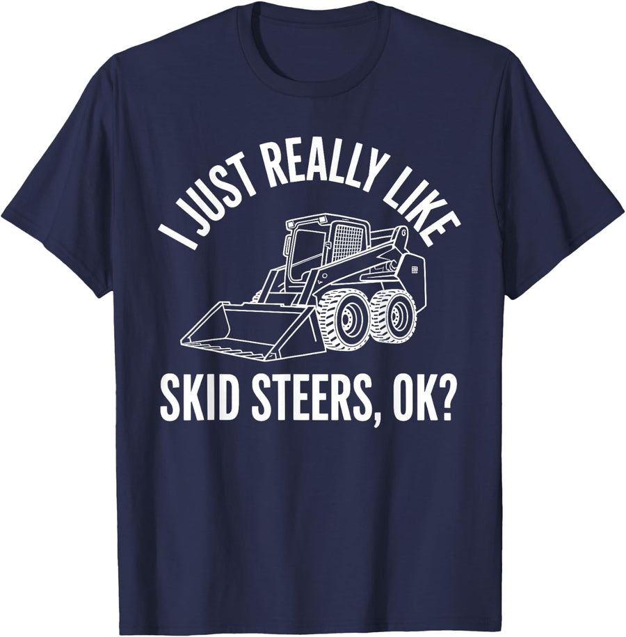 Best Skid Steer Art for Men Women Skid Steer Loader Operator T-Shirt - Navy Blue