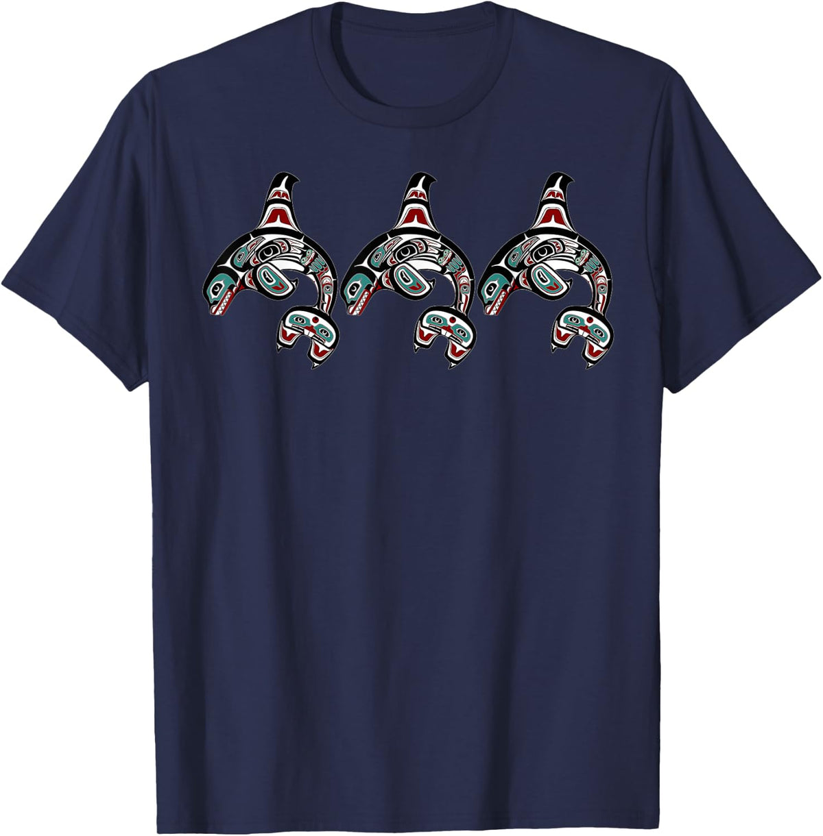 Orca Killer Whale Pacific Northwest Alaska Native American 3 T-Shirt - Navy Blue